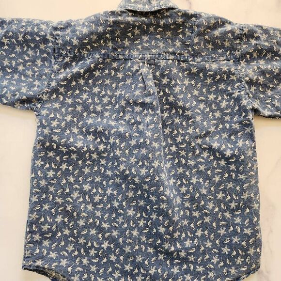 Bugle Boy boys size 7-8 year blue button-up nautical seashell seahorse casual dr - Picture 5 of 5